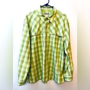 DULUTH TRADING CO NO FLY ZONE GREEN VENTED FISHING BUTTON UP SHIRT SZ XL  #6